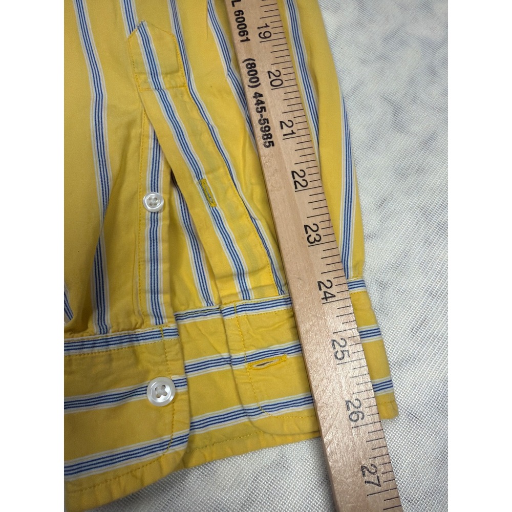 Ralph Lauren Jeans Co Mens XL Yellow Blue Striped Long Sleeve Button Down Shirt - Picture 7 of 12